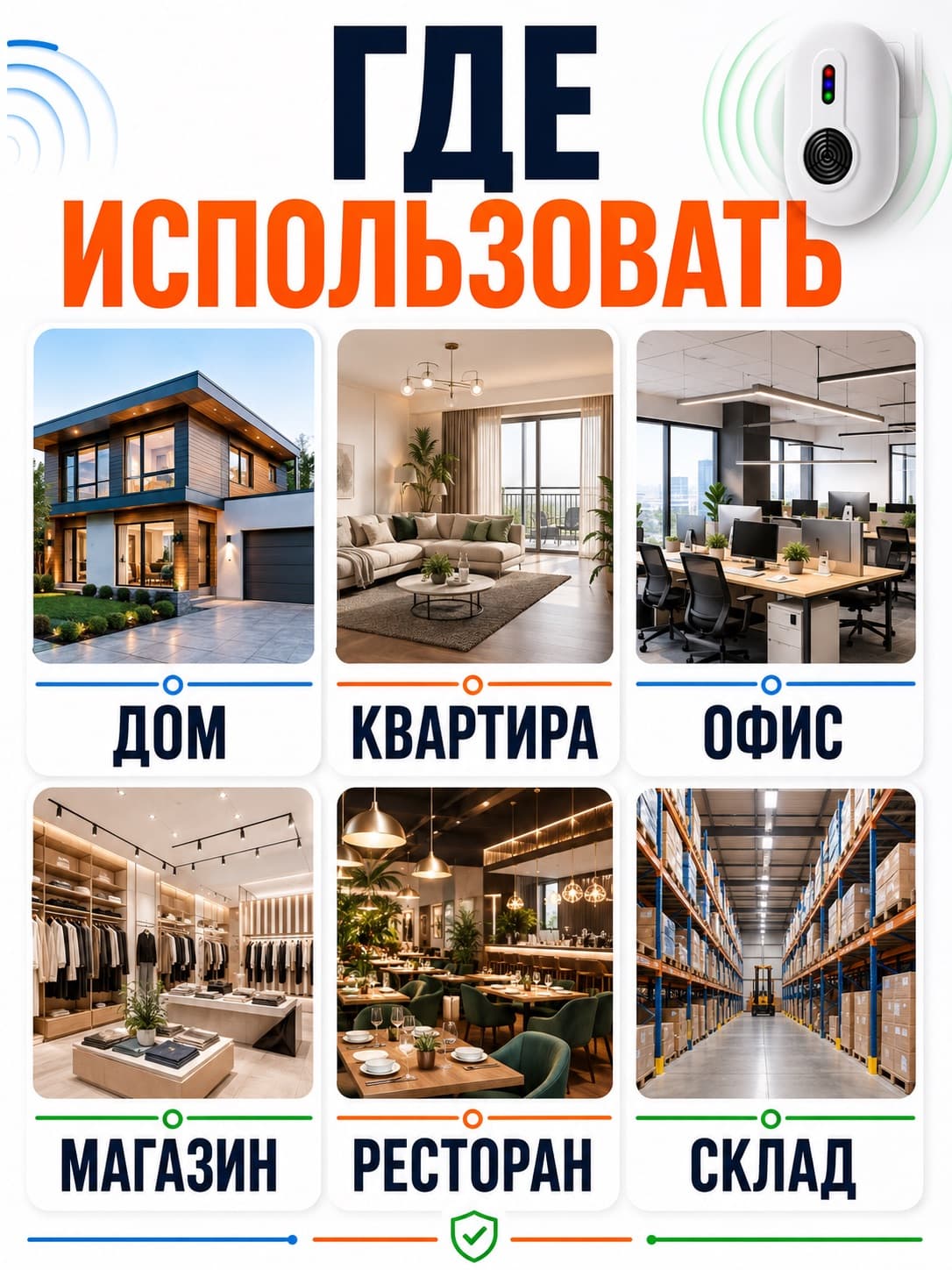 Электромагнитный и ультразвуковой отпугиватель мышей, крыс и насекомых Мангуст SD-042