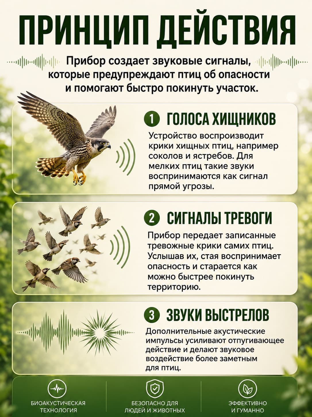 Биоакустический отпугиватель птиц Сокол