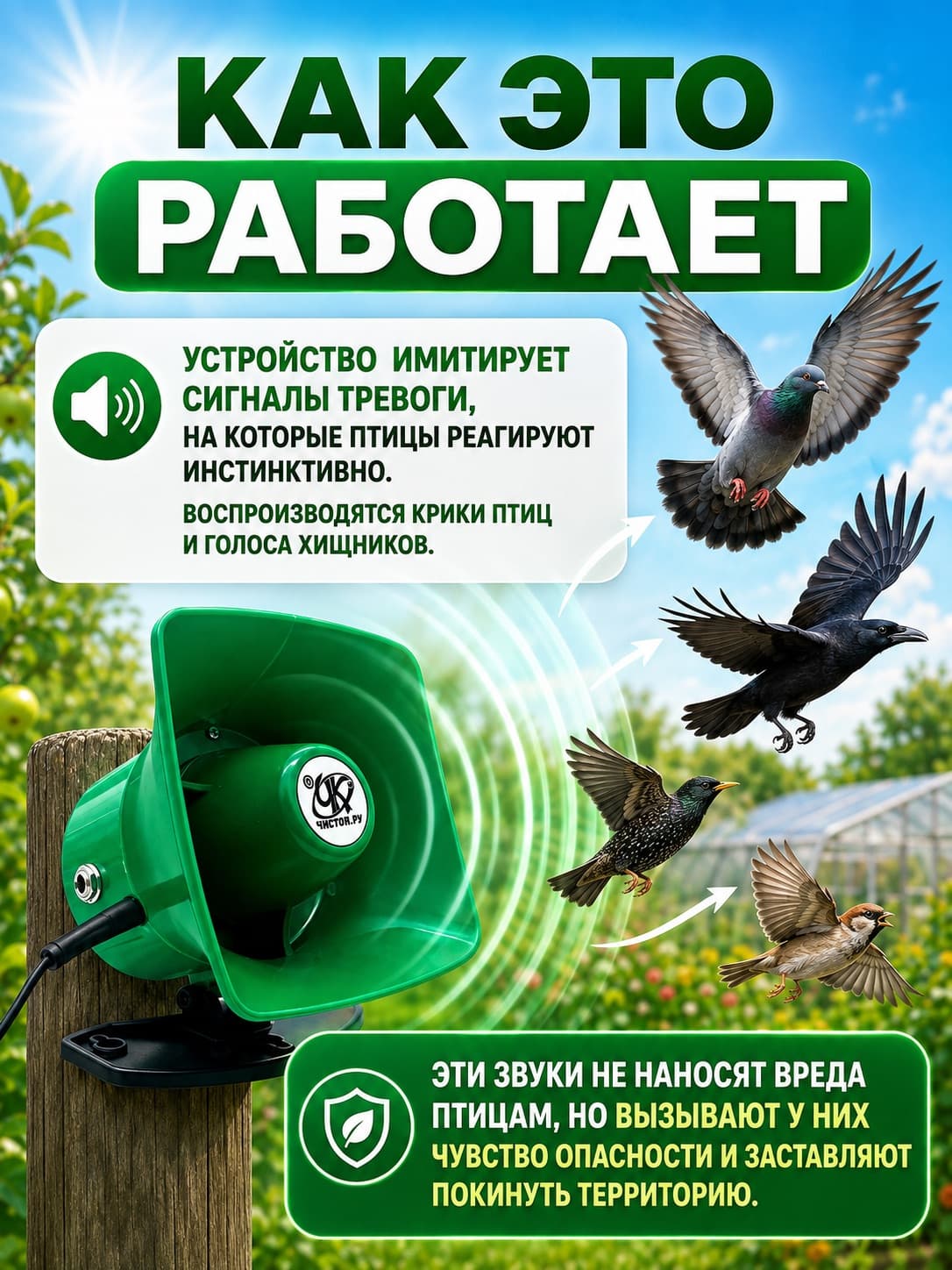 Отпугиватель птиц Чистон-АОП-2.1