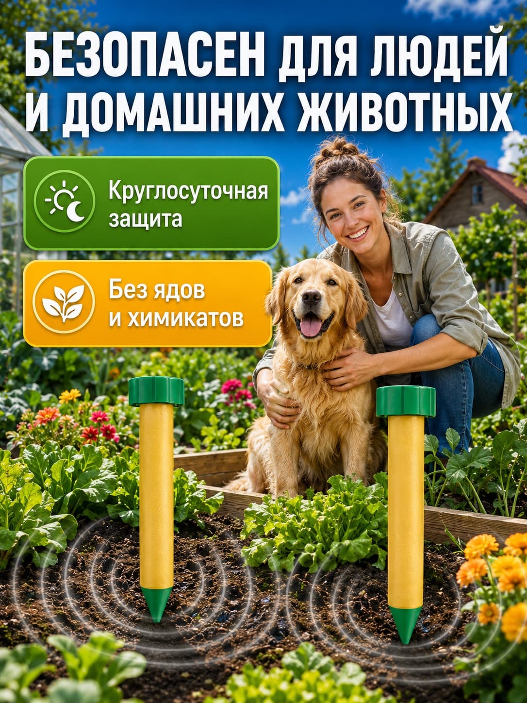 Звуковой отпугиватель кротов ЭкоСнайпер LS-997P