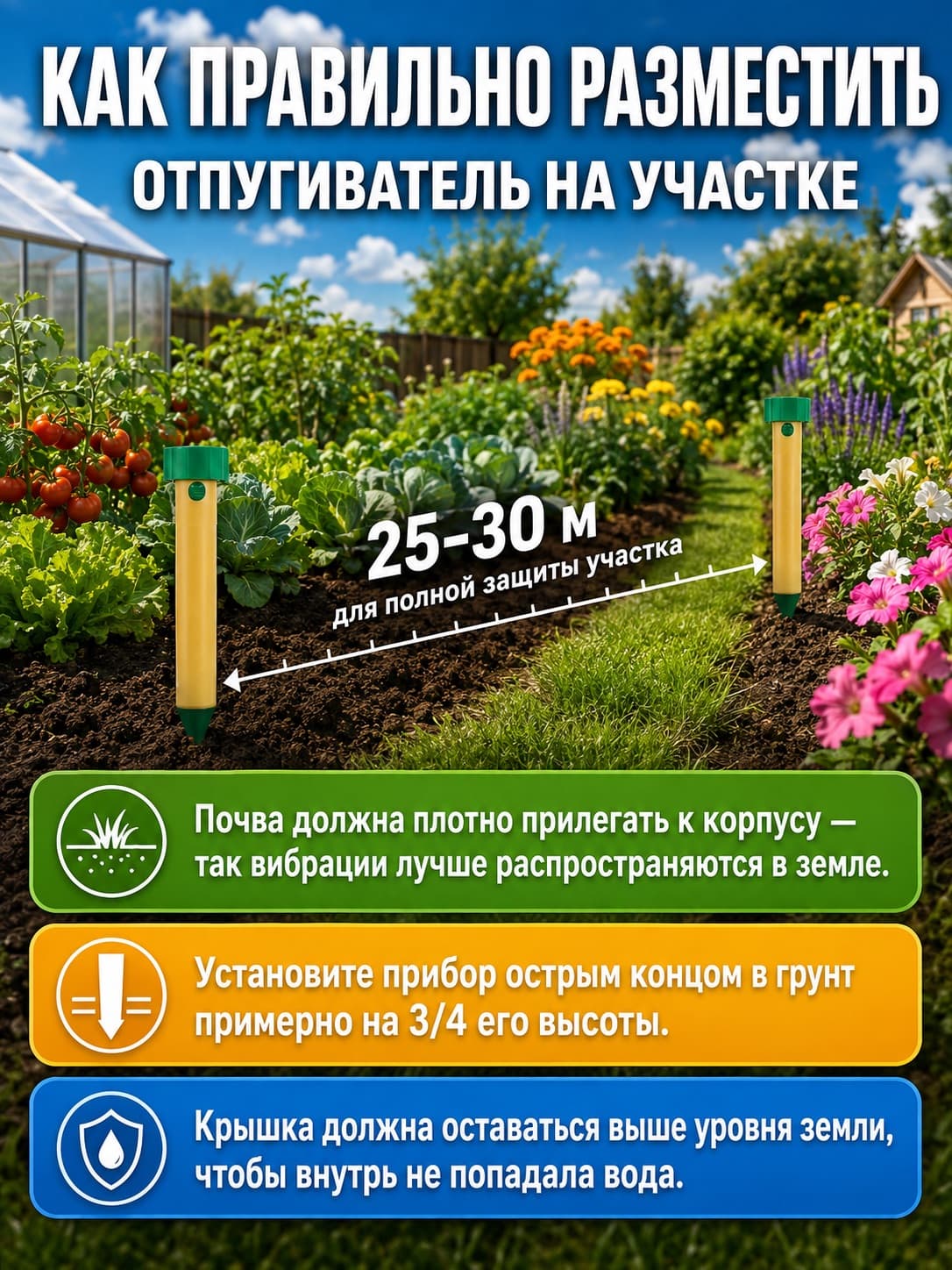 Звуковой отпугиватель кротов ЭкоСнайпер LS-997P