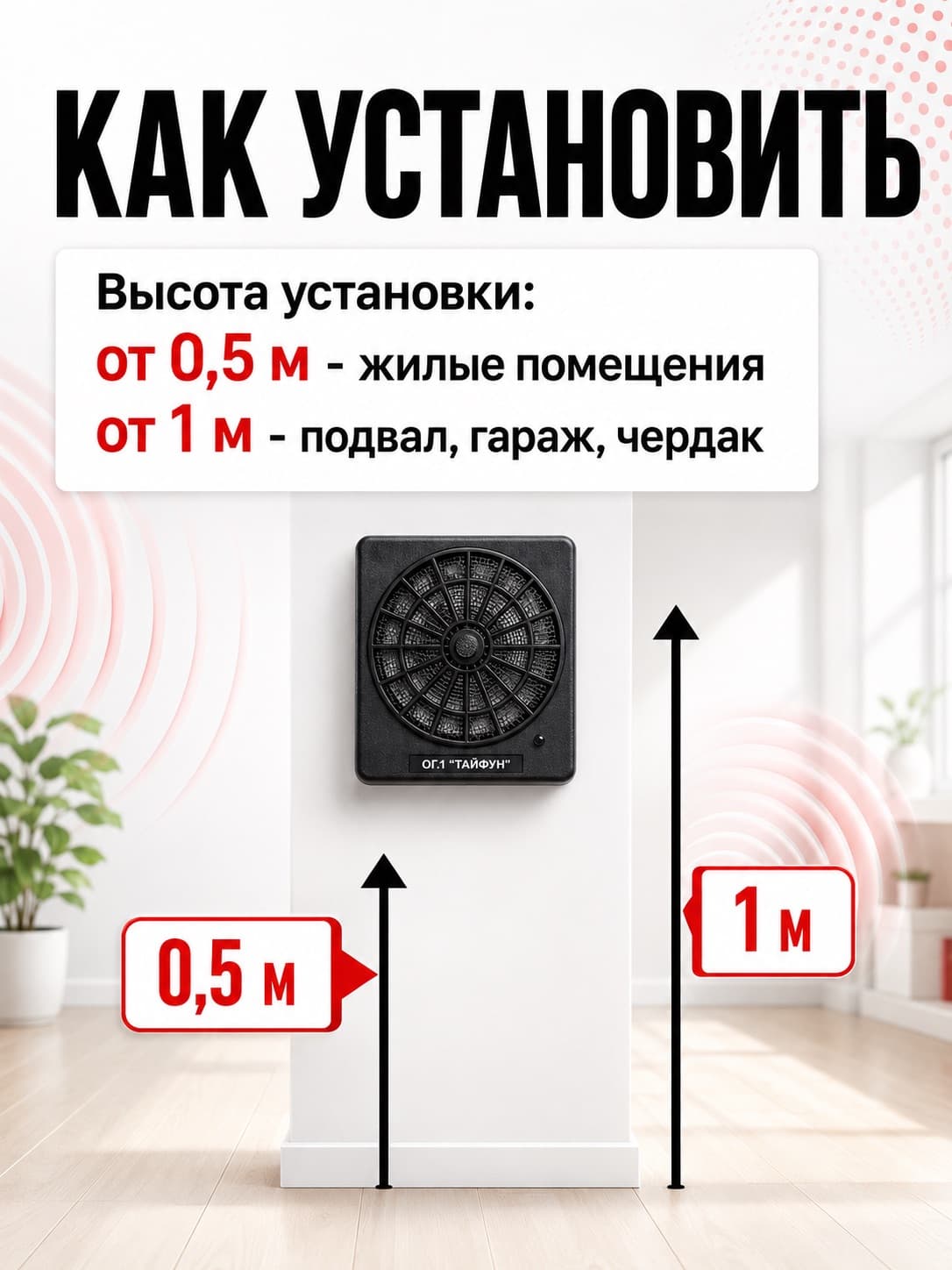 Ультразвуковой отпугиватель грызунов Тайфун ОГ
