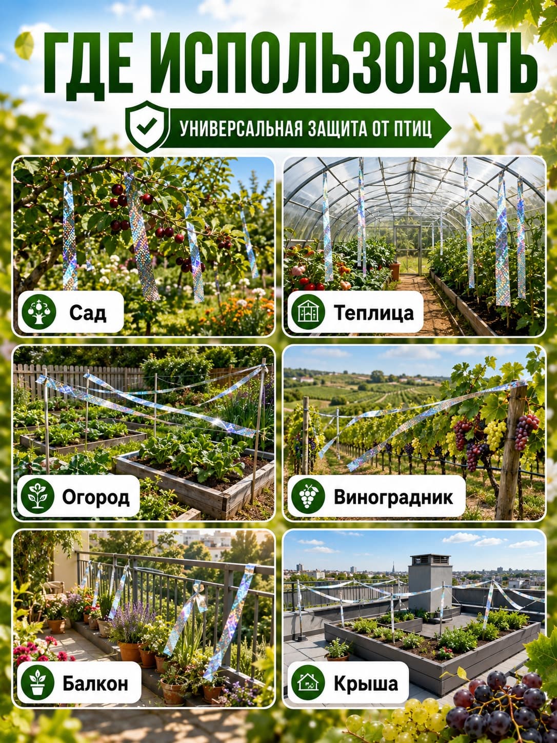 Лента от птиц Sititek 100 м 5 см светоотражающая
