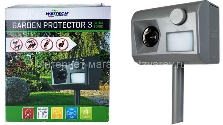 Стационарный отпугиватель собак и кошек Weitech WK0055 - Garden Protector 3